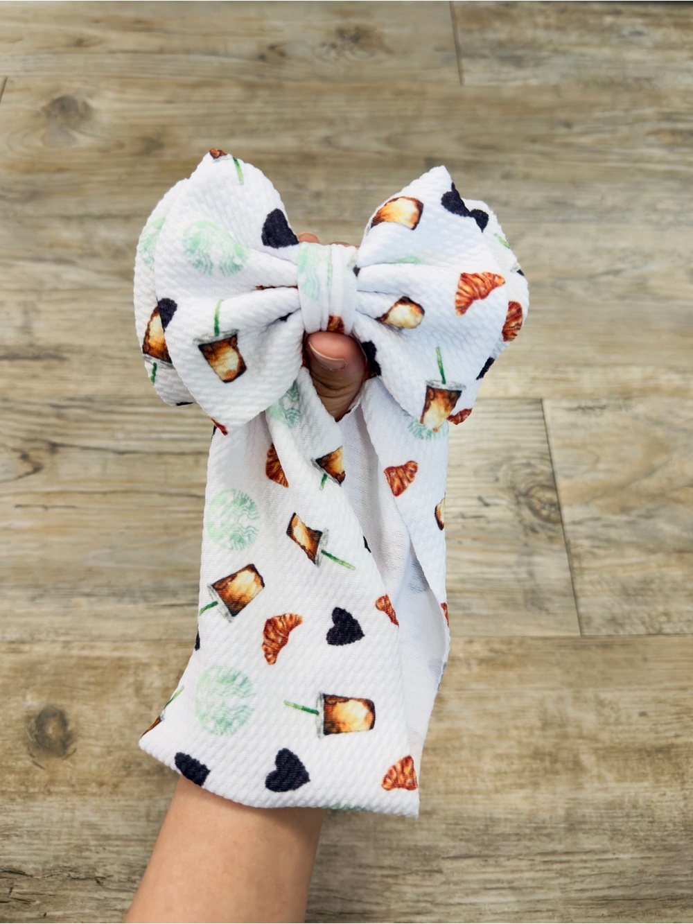 Big Bow Headband Baby Girl 0-3M Green White Coffee Inspired
